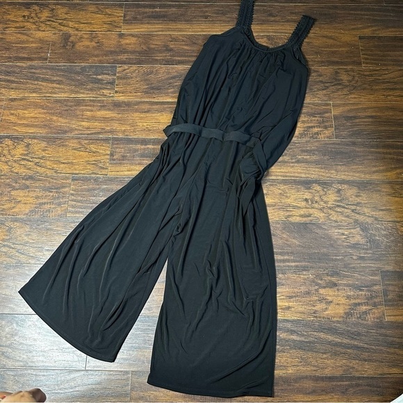 Susan Graver The Easy Jumpsuit Black Belted Sleeveless - Picture 3 of 6